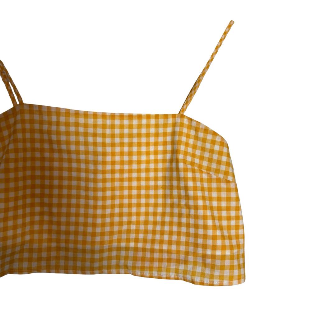 Lovers + Friends Revolve Bowie Yellow Gingham Print Tie Back Crop Top Size Small - Picture 5 of 9